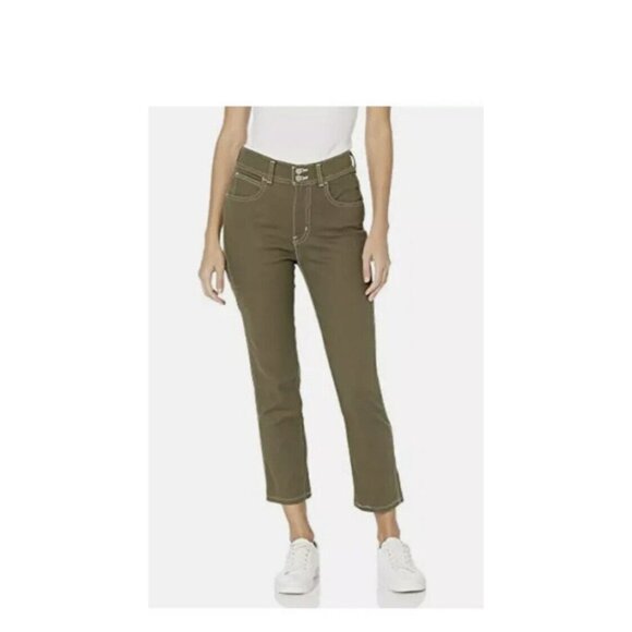 Levi's 724 Juniors High Rise Carpenter‎ Cropped Straight Leg Olive Jeans SZ 24 - Picture 1 of 9